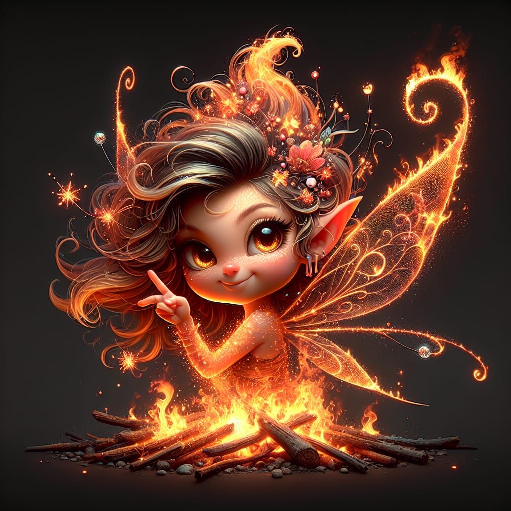 Captivating Fire Sprite Digital Painting