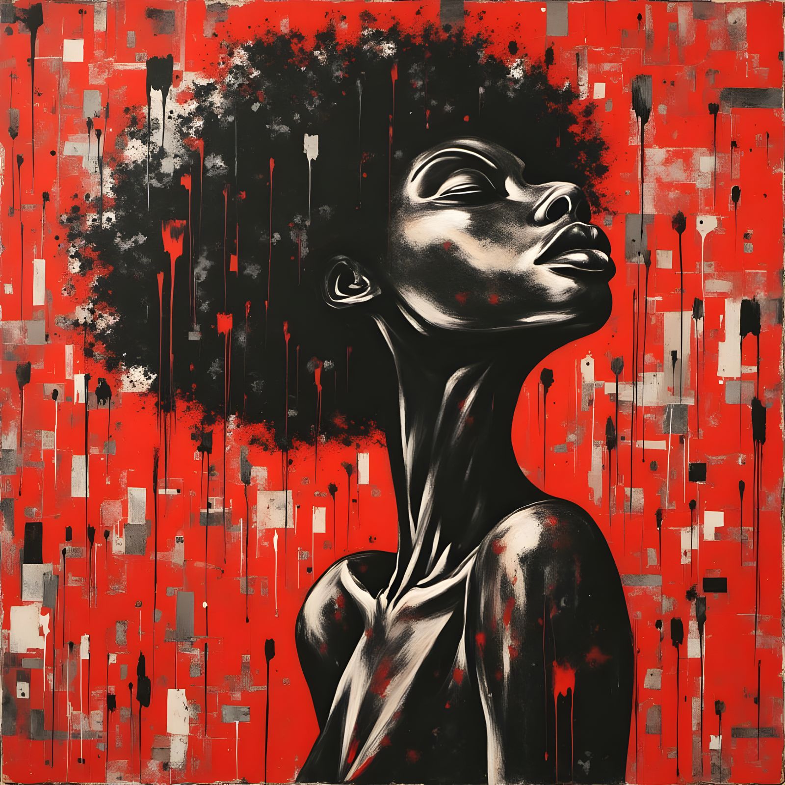 Surreal Portrait of a Black Woman in Banksy Style