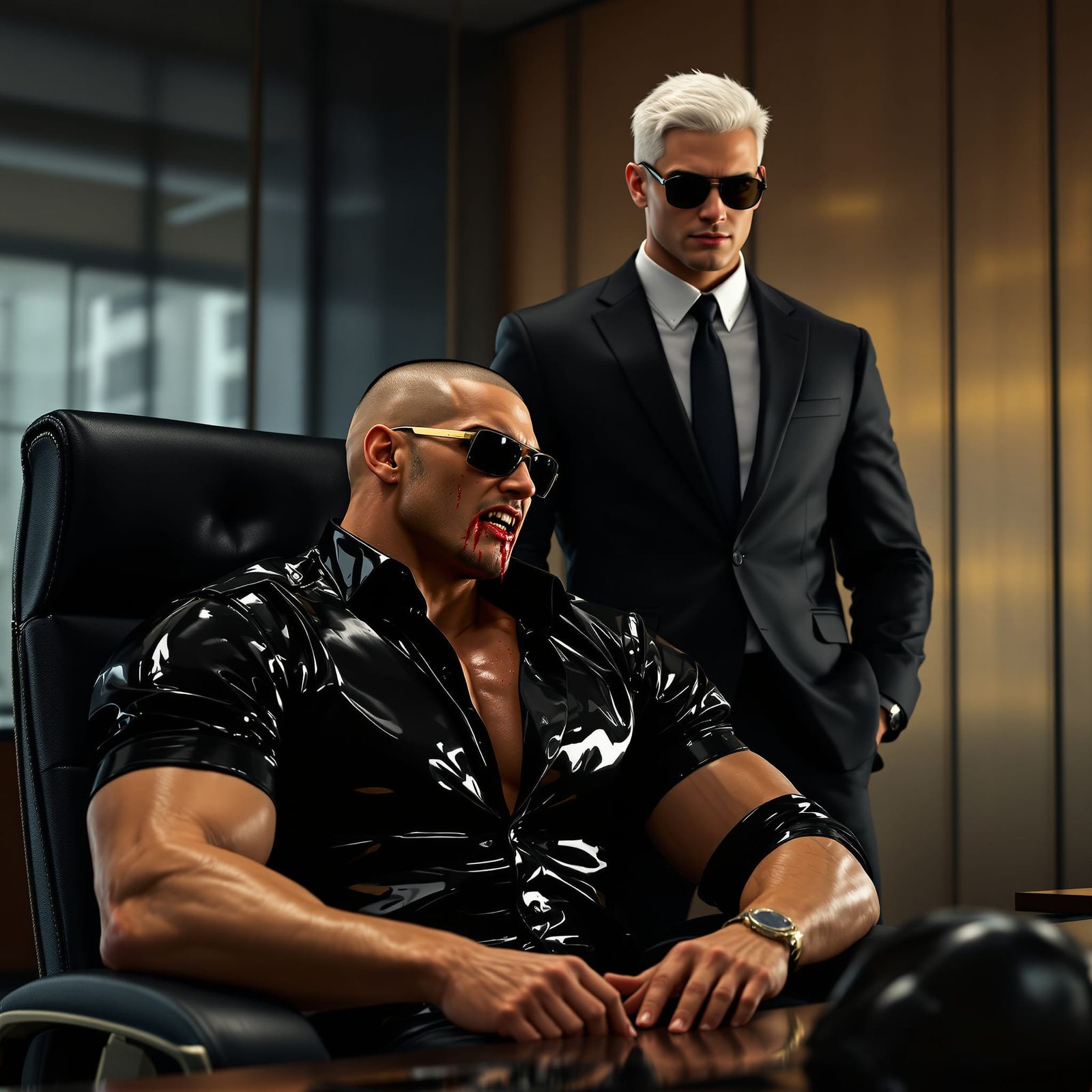 Vampire CEO and Boyfriend in Dramatic Boardroom