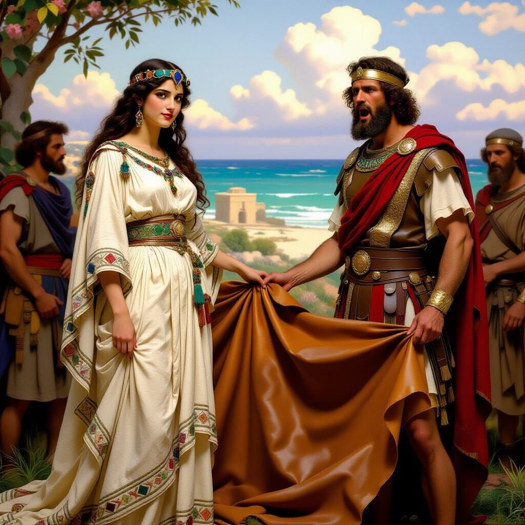 Dido Founding Carthage in Pre-Raphaelite Style