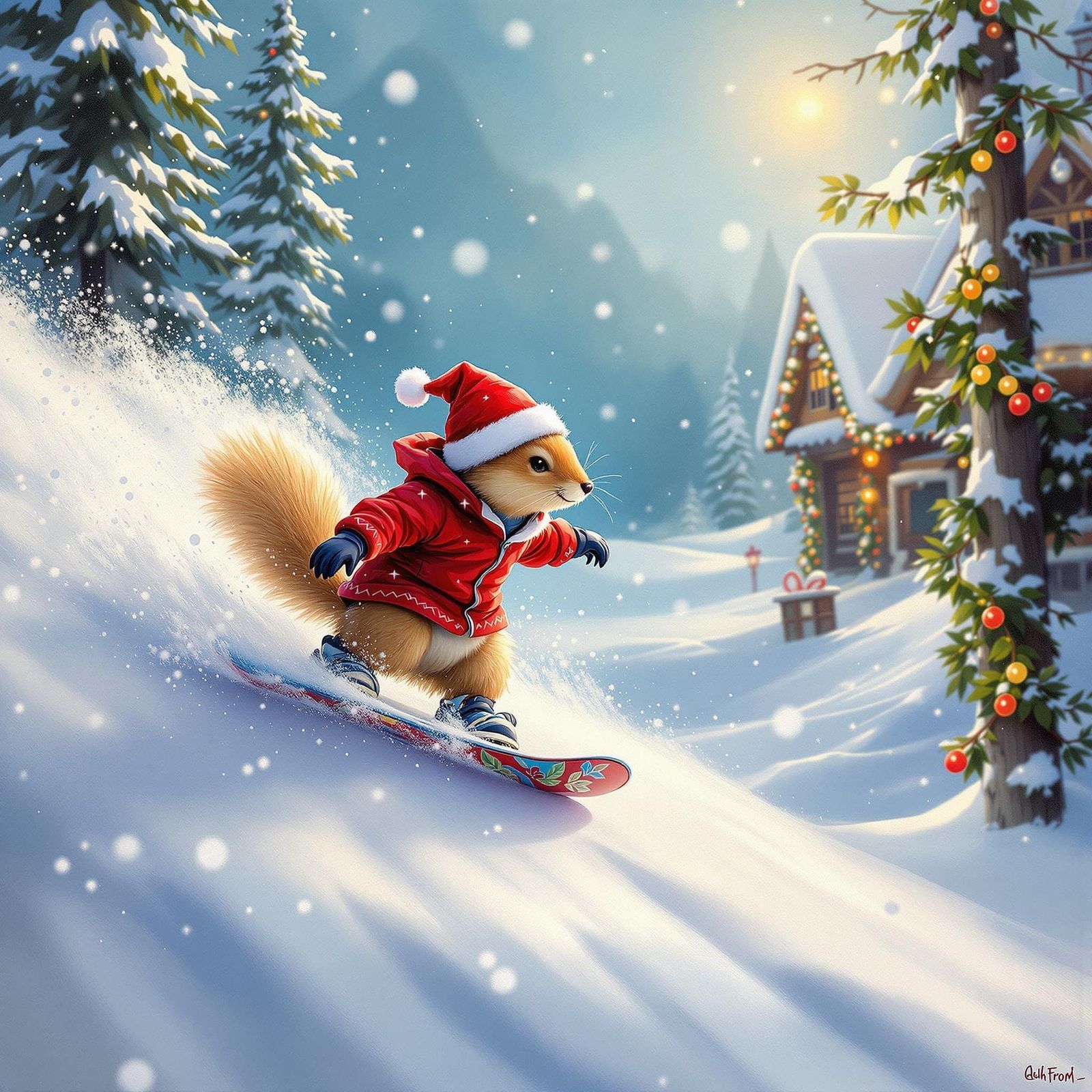 Fox Snowboarding in Winter Wonderland