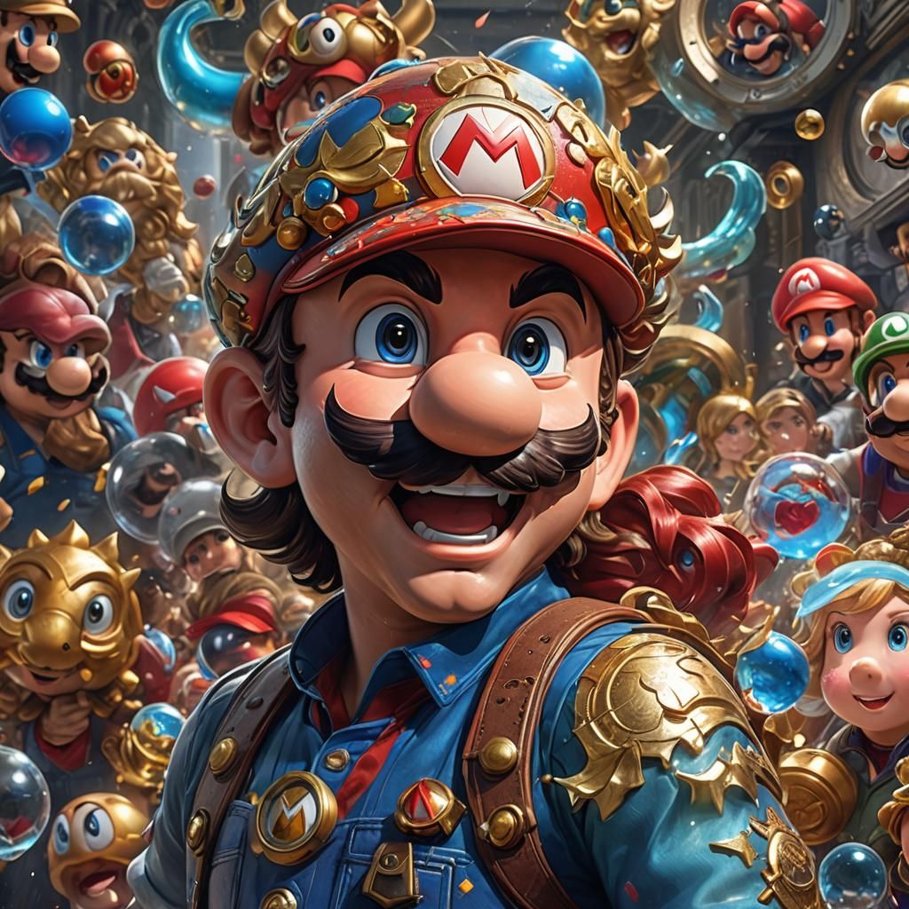 Hyperdetailed Super Mario Portrait in Digital Art Style