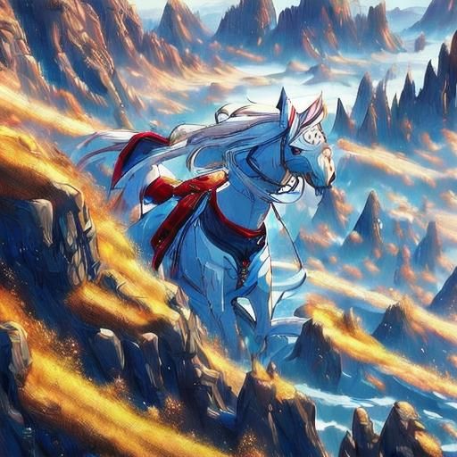 Samurai Warrior on Horseback in Space Opera Style