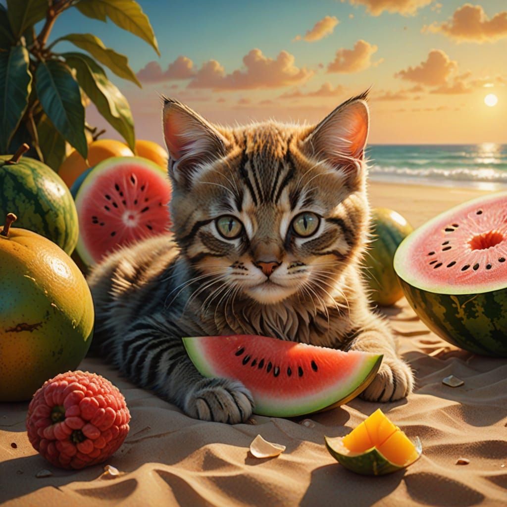 Mango Kitten Dreams in Golden Hour