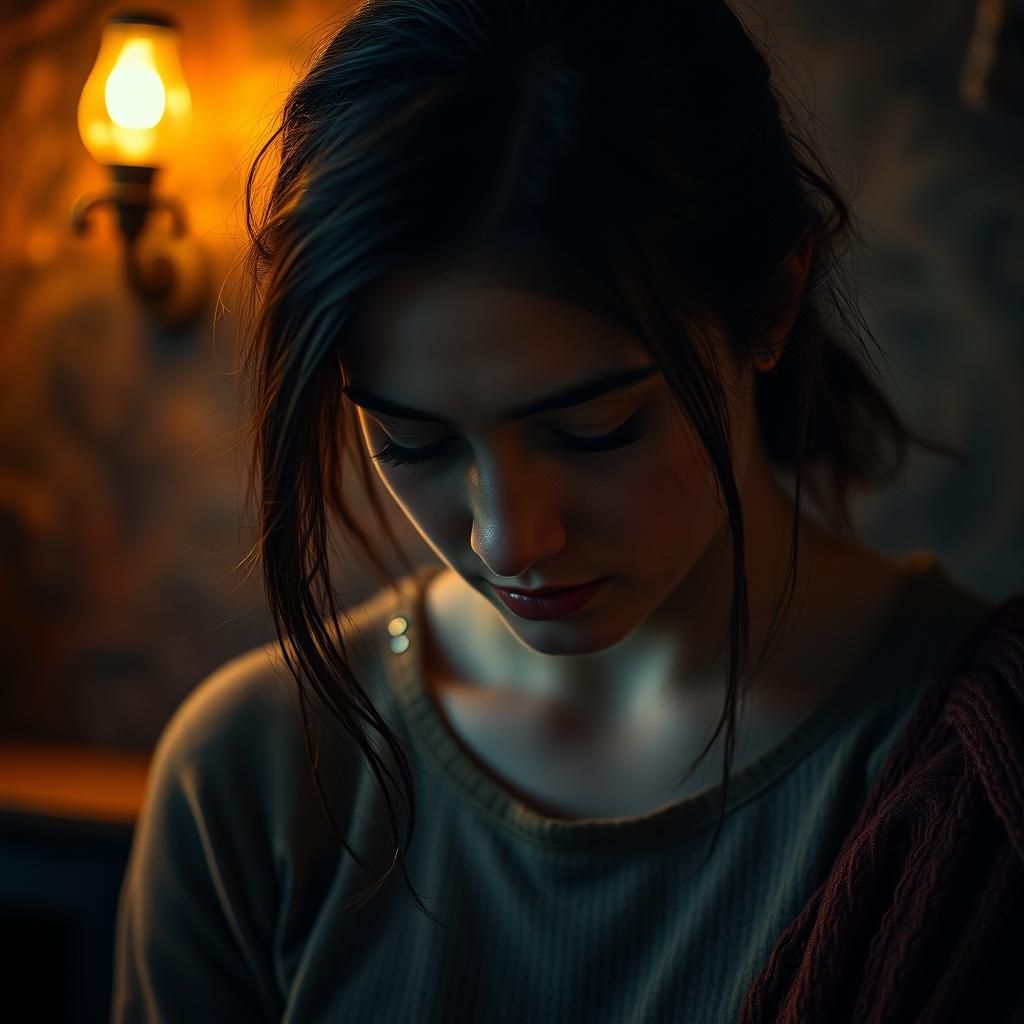 Introspective Woman in Cinematic Lighting