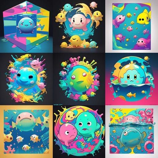 Vibrant Blobfish Portrait in Triadic Colors