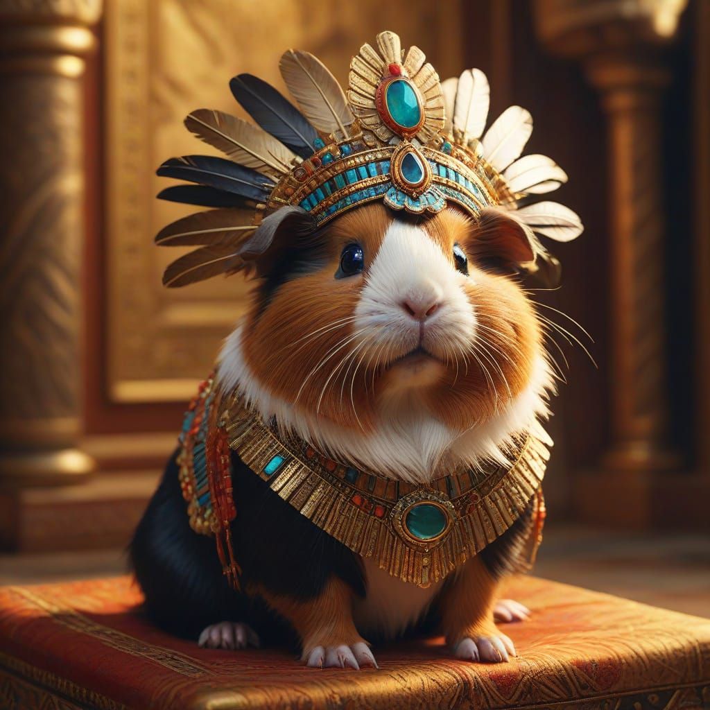 Hyperrealistic Guinea Pig as Cleopatra in Ancient Egyptian S...