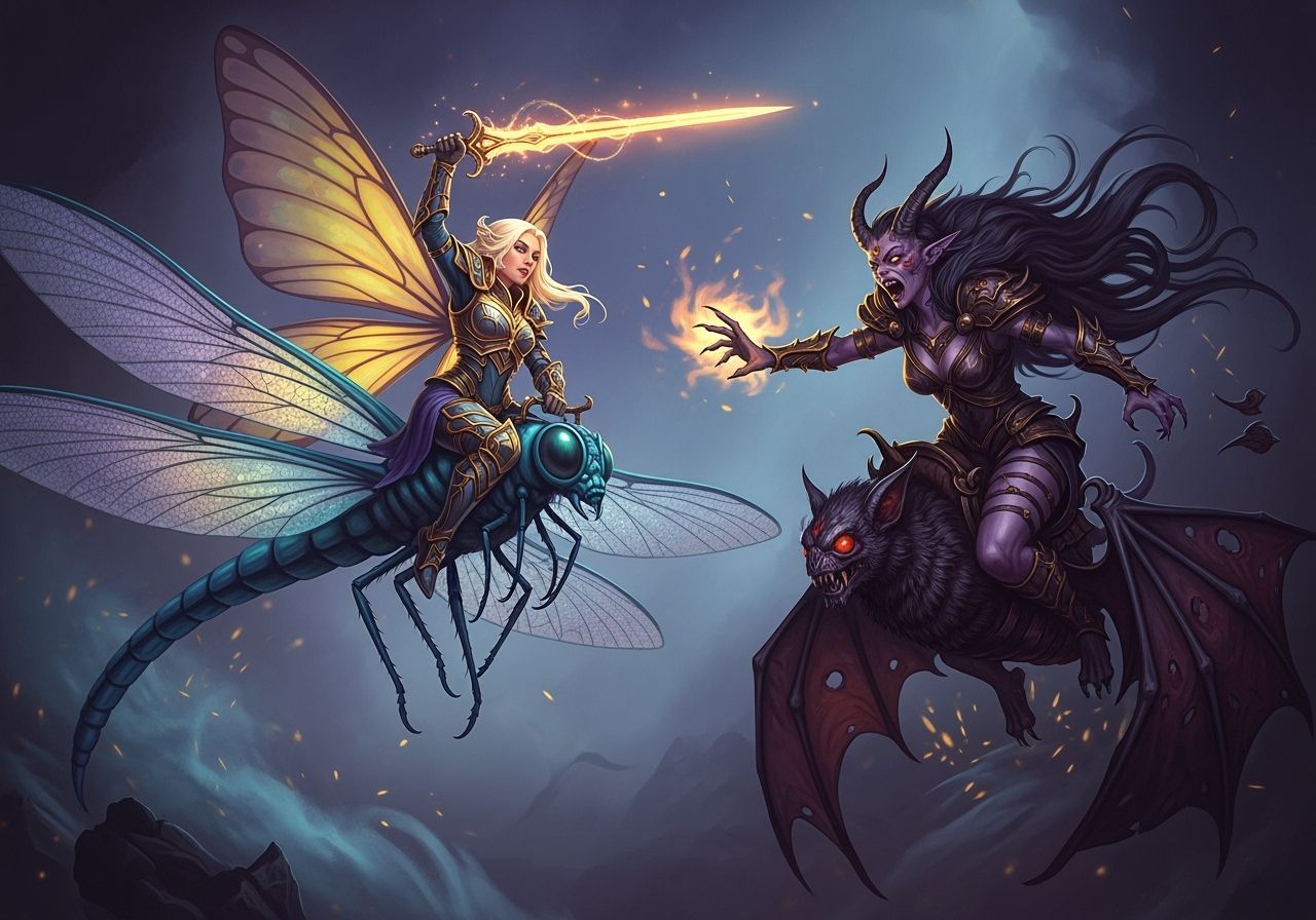 Fairy Knight vs Demon in Dark Fantasy Battle