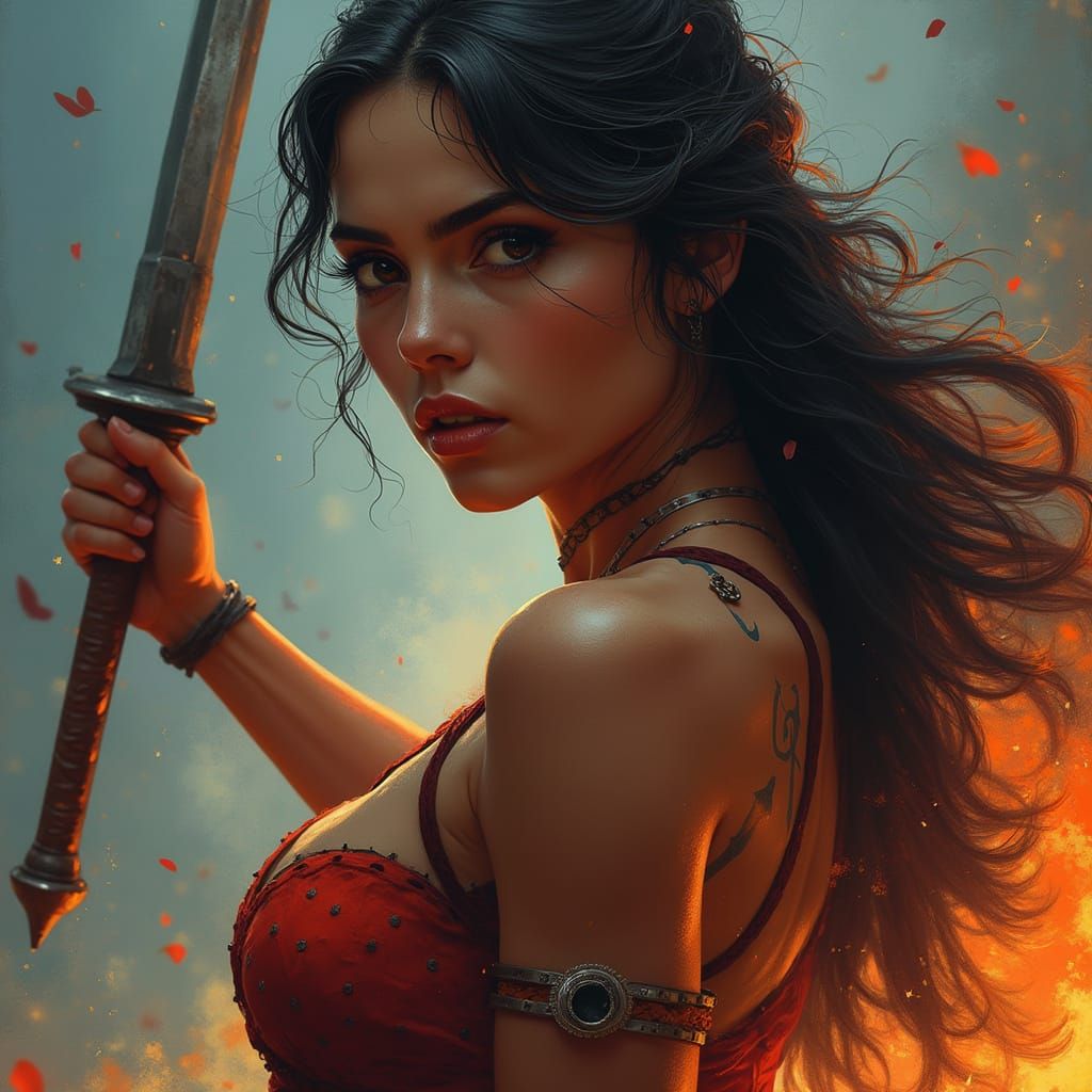 Andean Warrior Woman in Hyperrealistic Digital Art