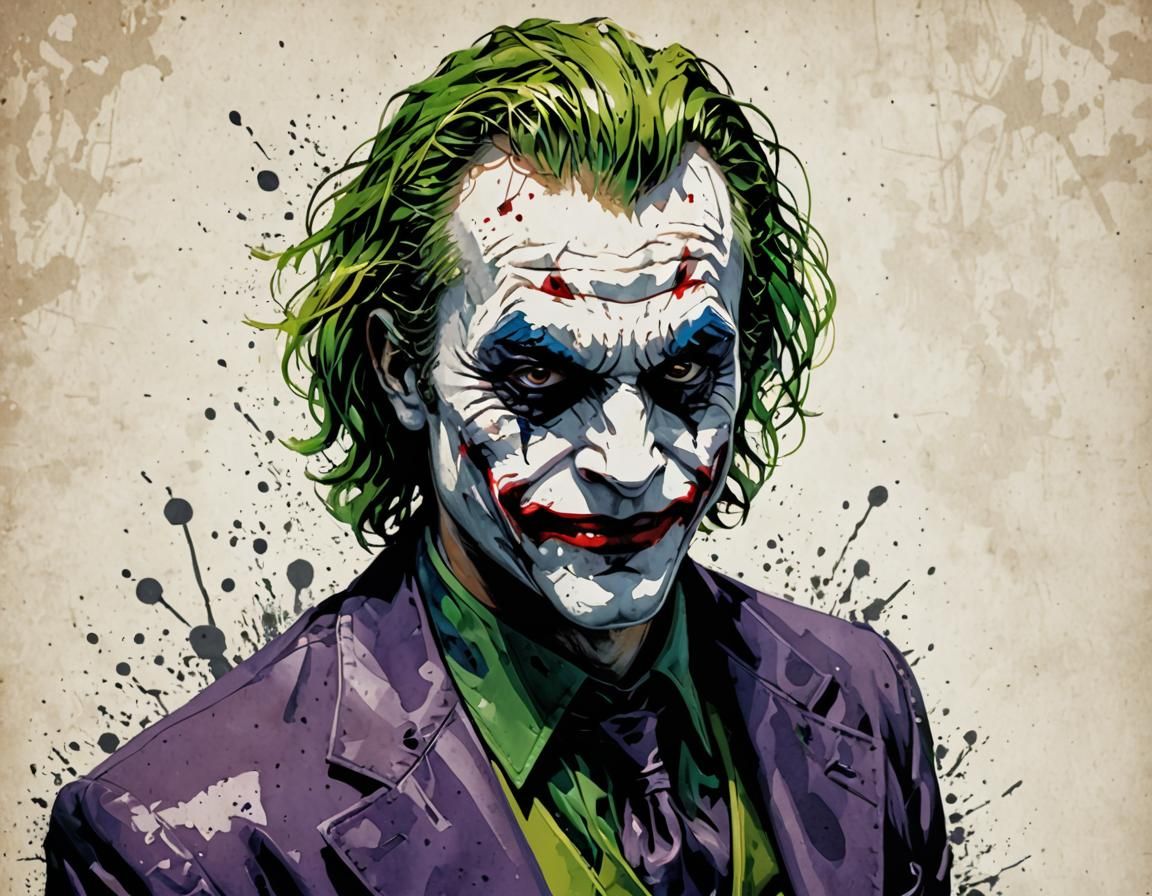 Stylized Joker Portrait in Graphic Novel Style