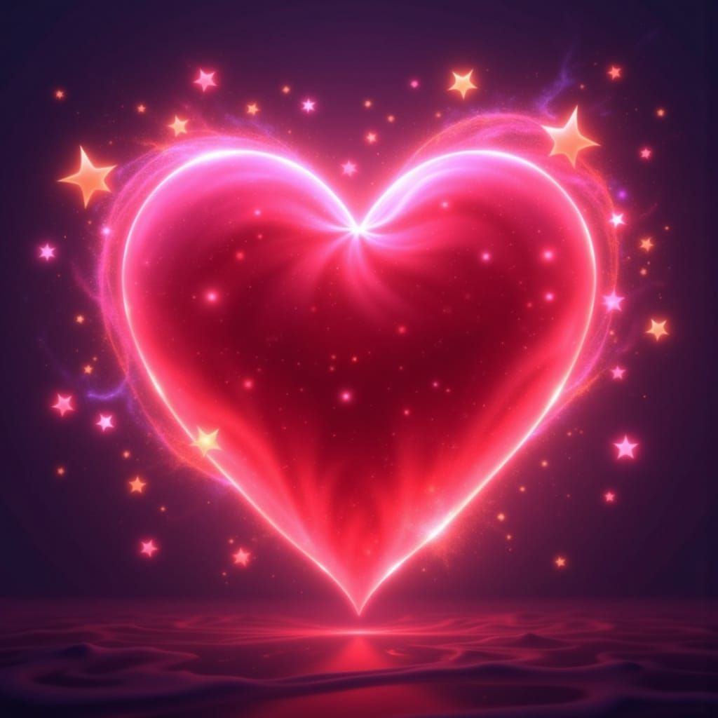 Bioluminescent Heart Symbol in Neon Style