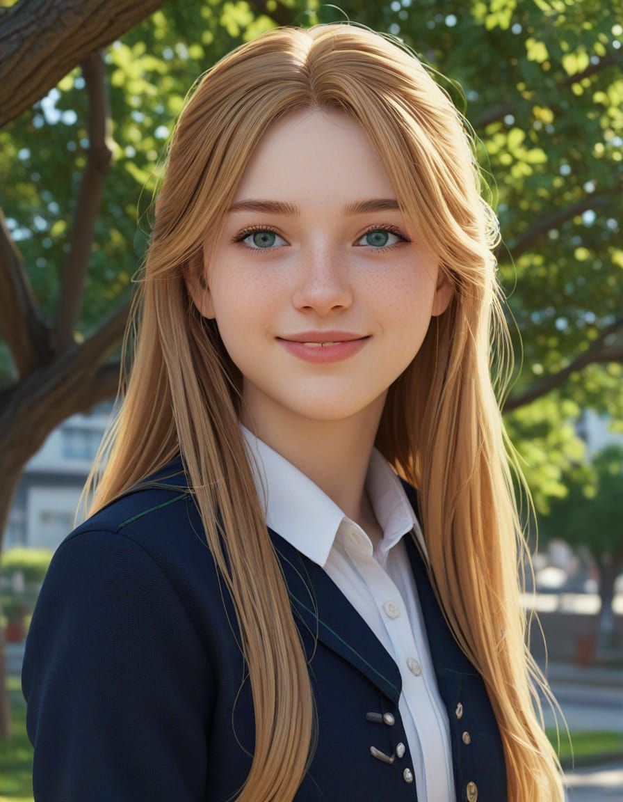 Catholic High School Girl in Private School Uniform