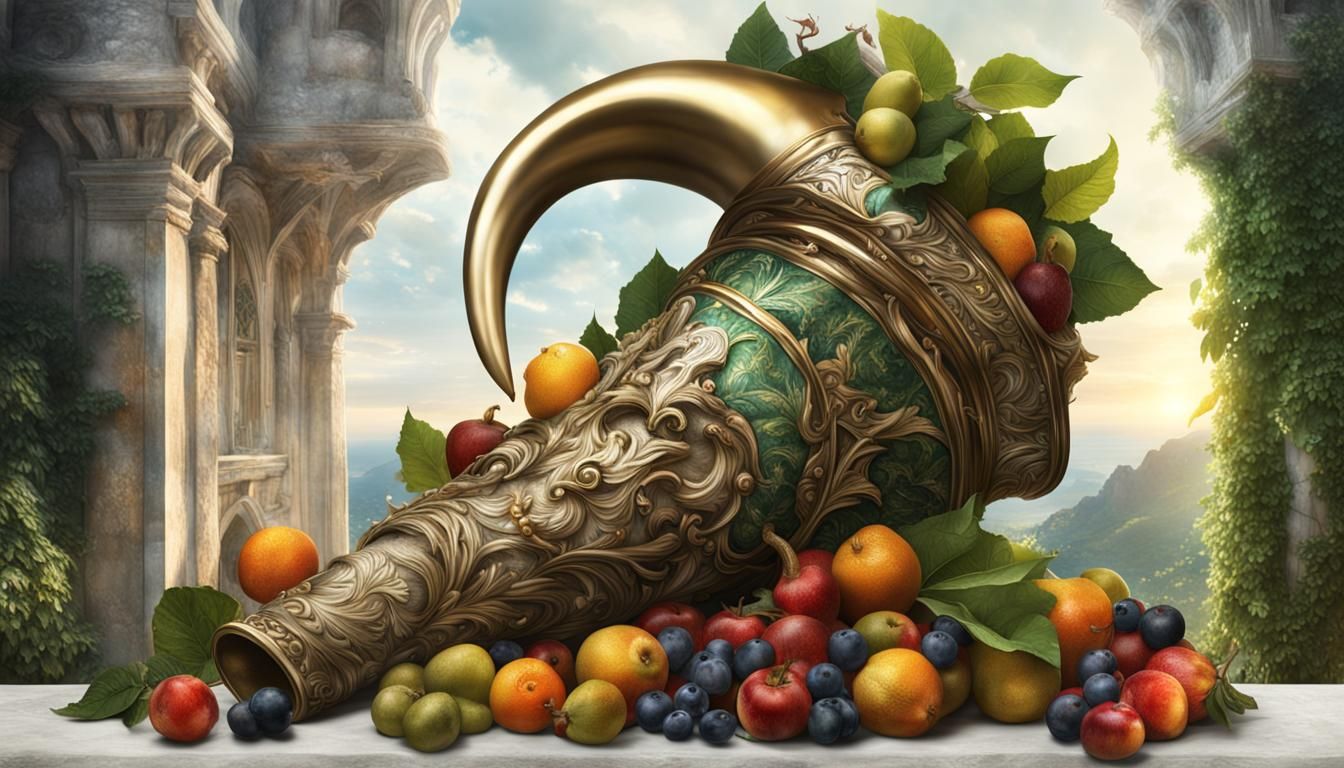 Abundant Cornucopia: A Digital Art Depiction