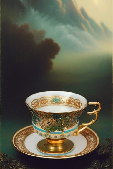 Golden tea cup