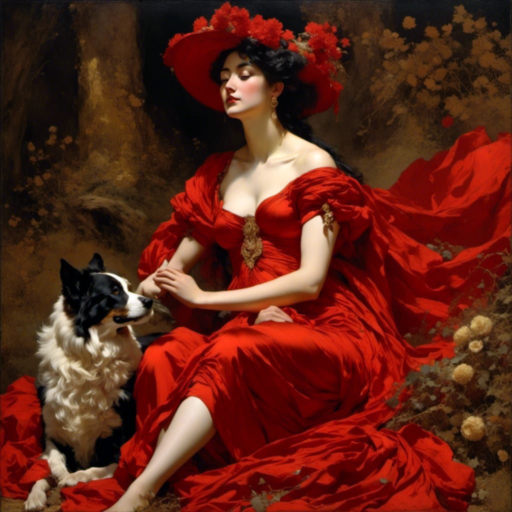 Temptation in Red: Hyperrealist Portrait in Baroque Style