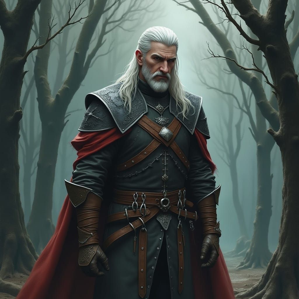 Geralt of Rivia Masterwork Painting in Gothic Romanticism St...