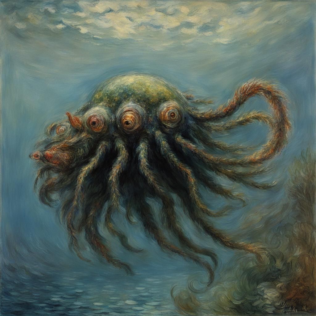 Deep Sea Creature in Impressionist Style