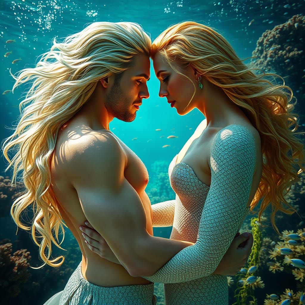Cosplaying couple underwater