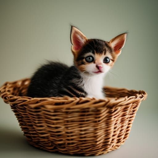 Kitten in Basket with Chihuahua: Professional Photography