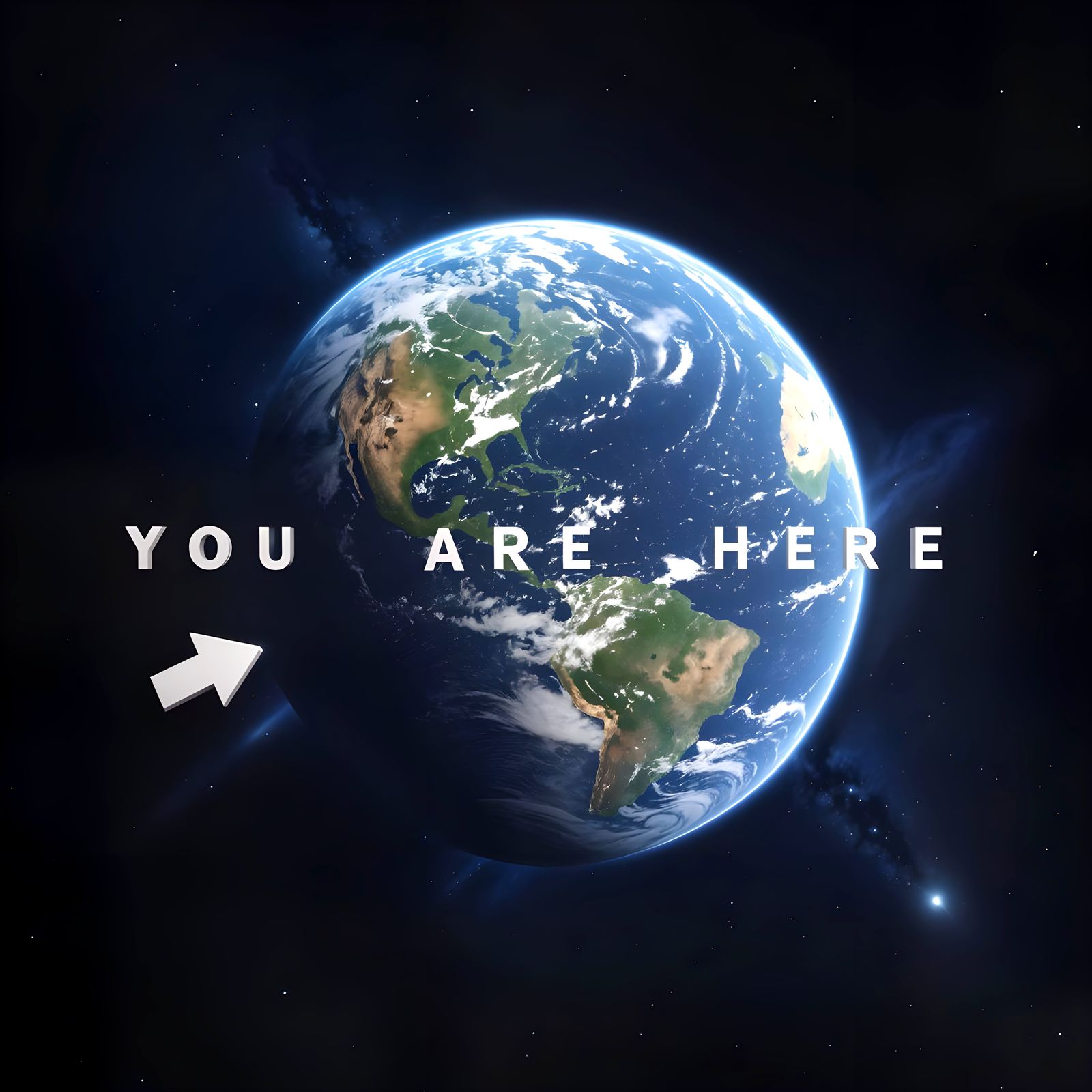 Earth From Space With Directional Arrow