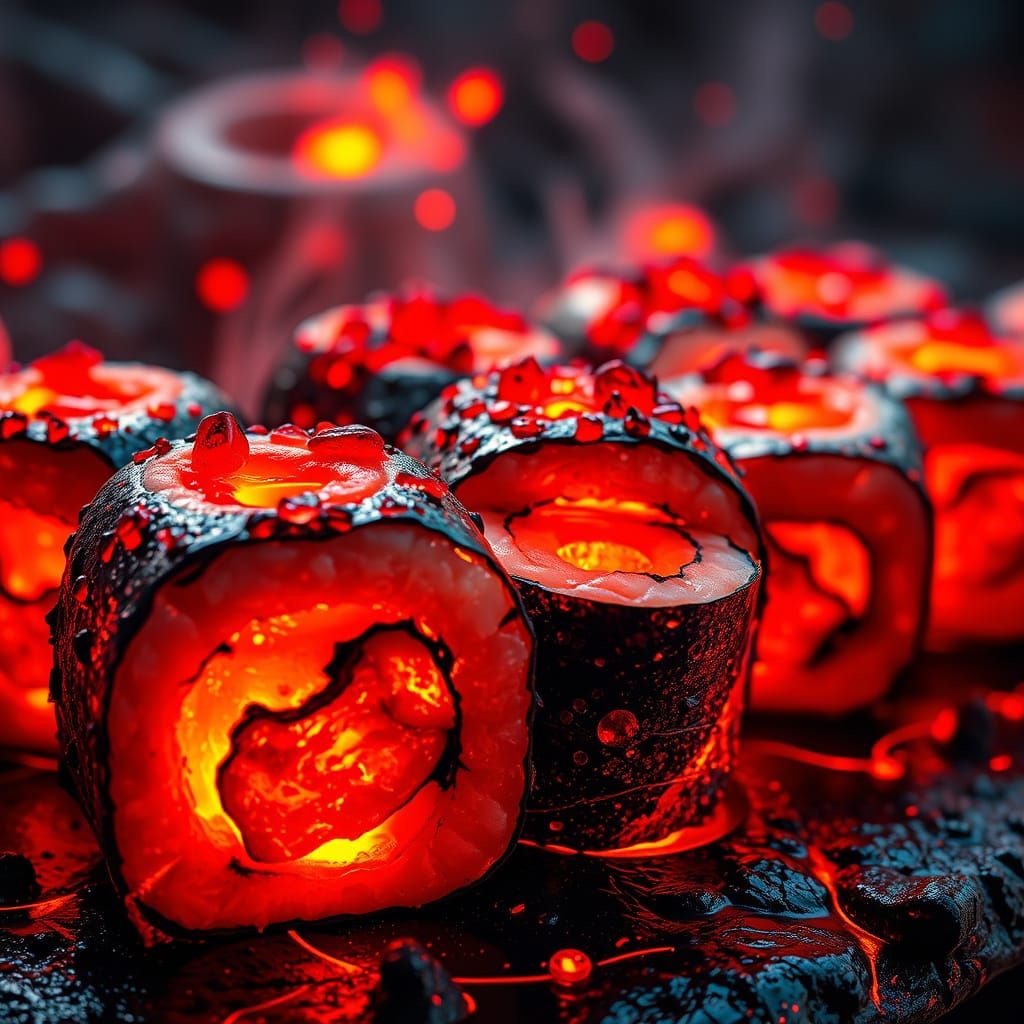 Hot coal sushi
