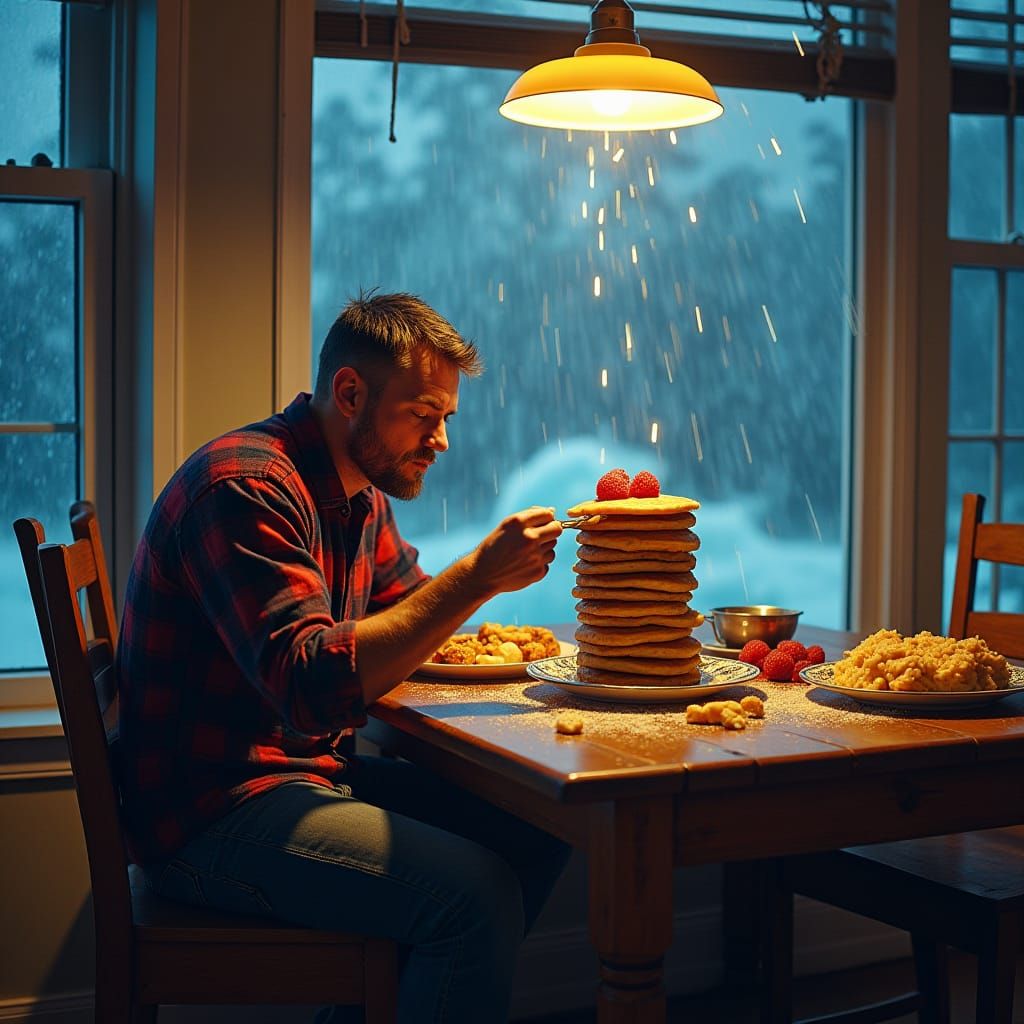 Surreal Breakfast: Hurricane Scene in Digital Art