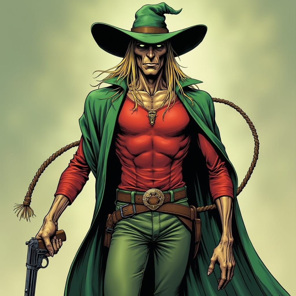 Tall, Muscular Scarecrow in Comic Book Style