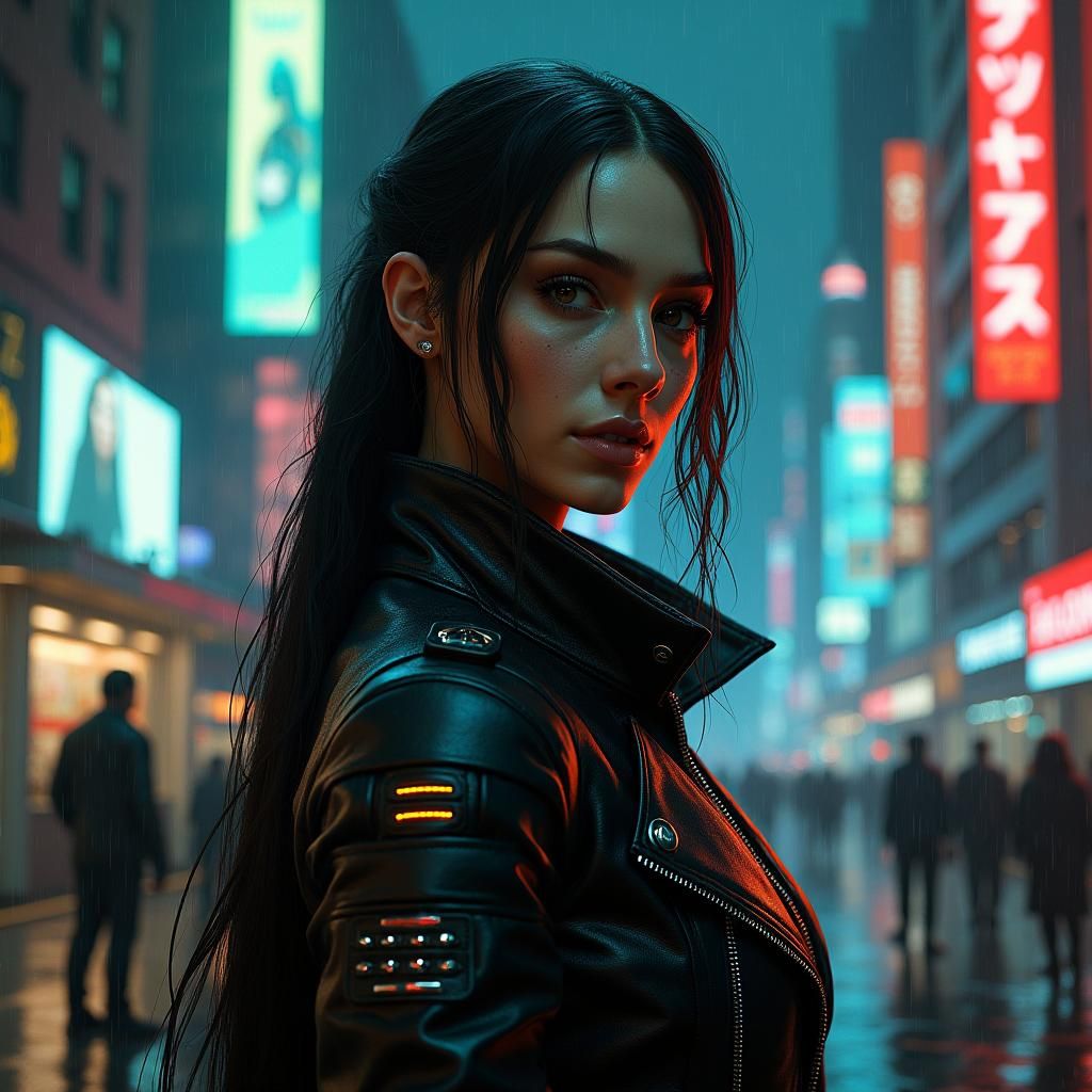 Cyberpunk Mona Lisa Portrait in Gritty Digital Art Style