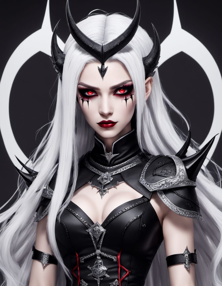 Lucifer Helltaker: Demon Girl with Silver Hair