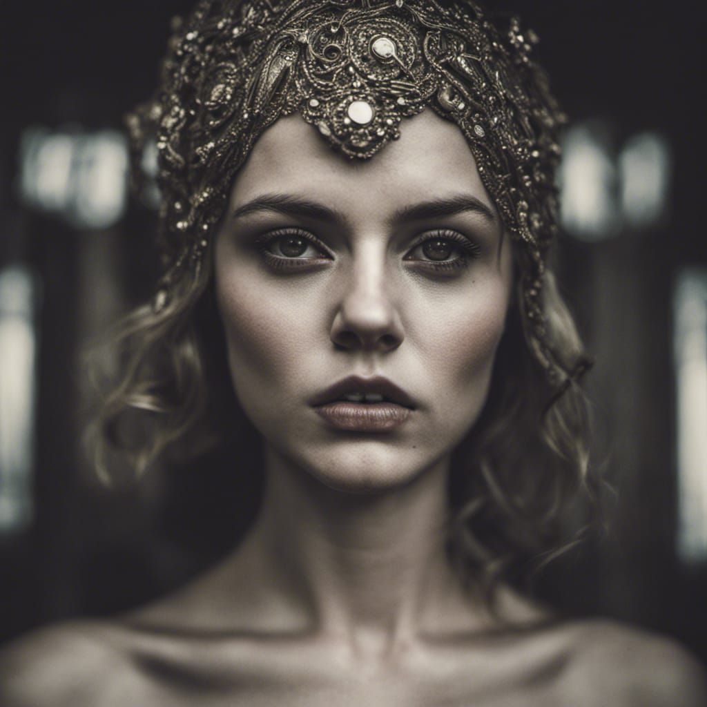 Coquettish Woman in Hyperrealistic Cinematic Portrait