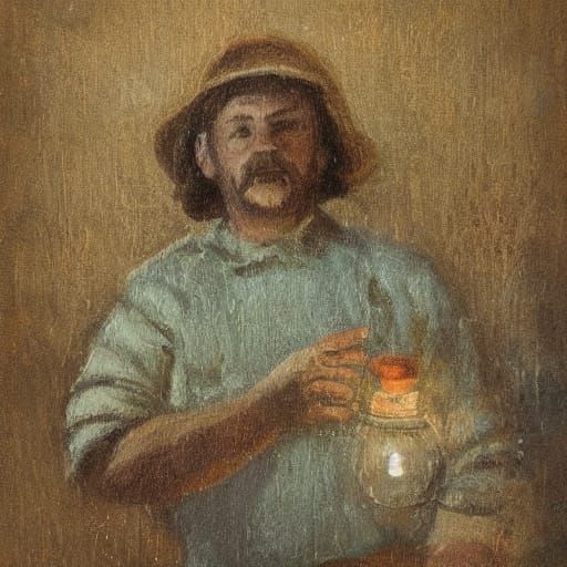 Animal Miner with Vodka: Impressionist Portrait