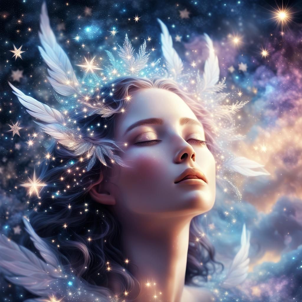Ethereal Goddess of Night in Surreal Digital Art