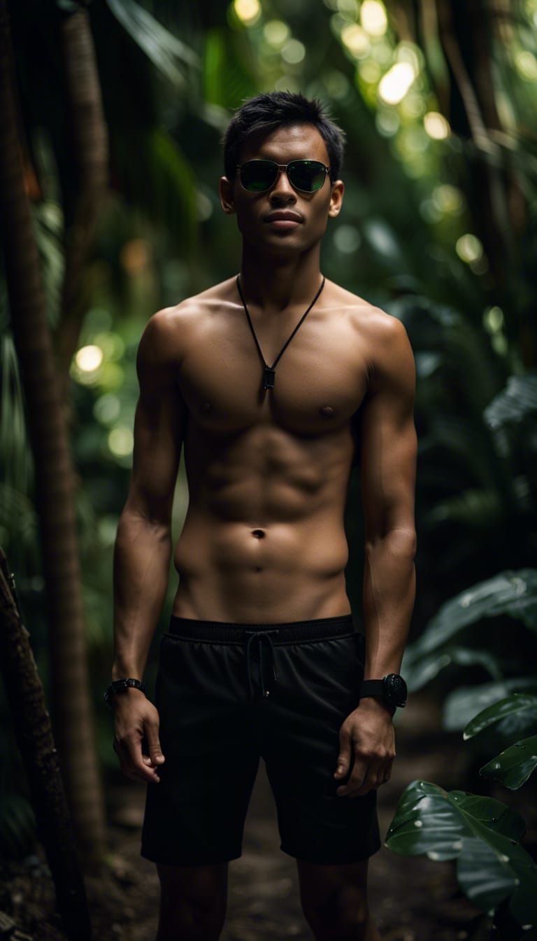 Men in Underwear Posing in Dreamlike Jungle