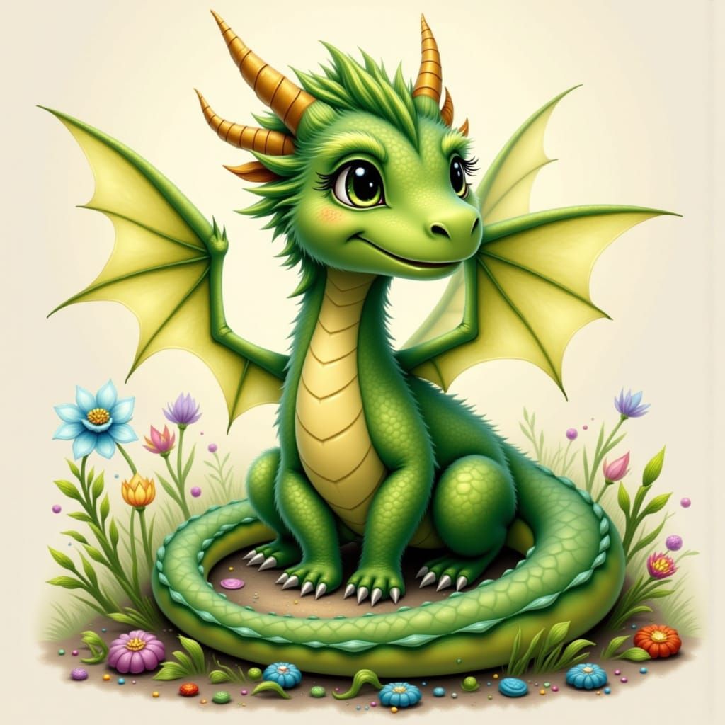 Majestic Whimsical Dragons in a Fantastical Realm