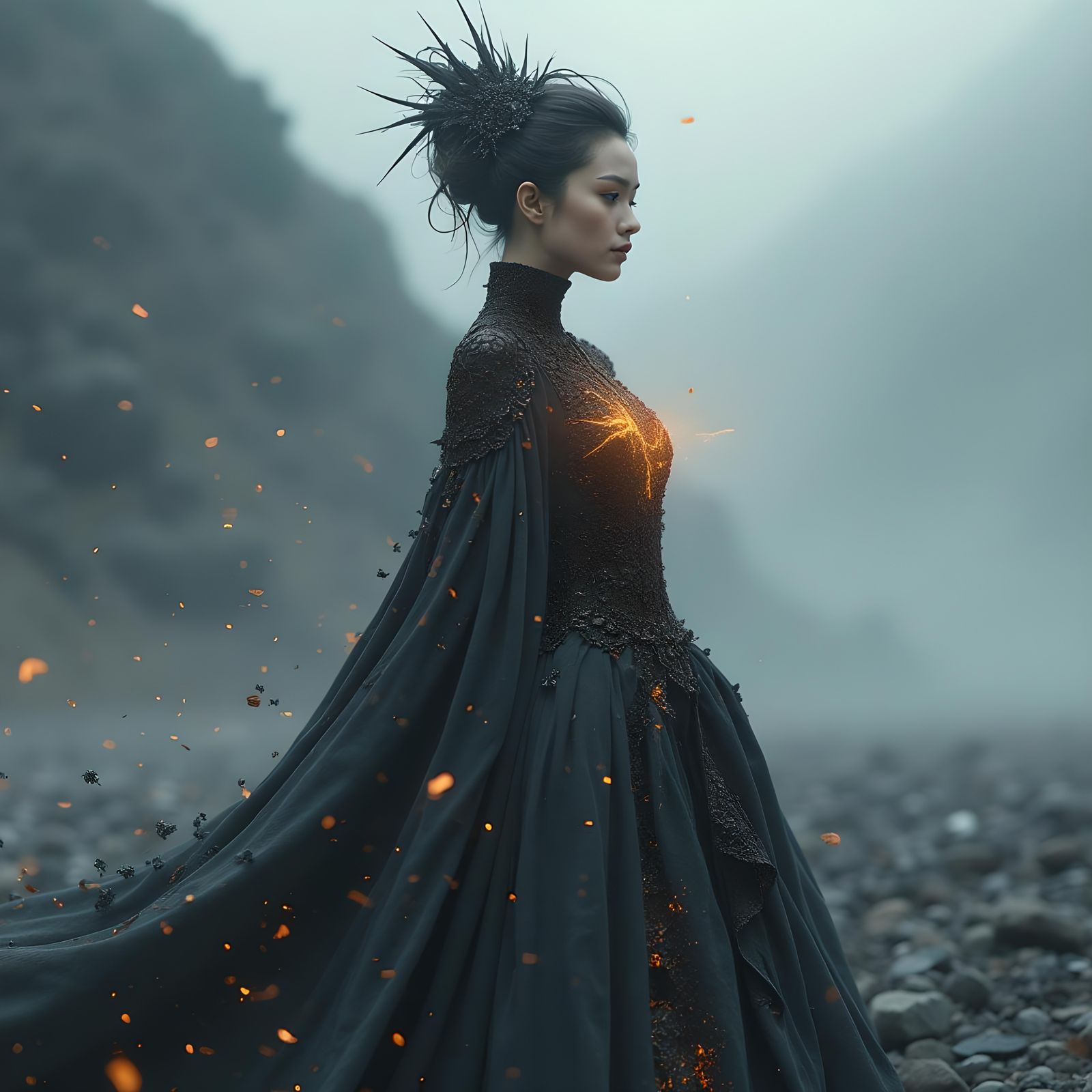 Fire Queen Portrait in Anime Style