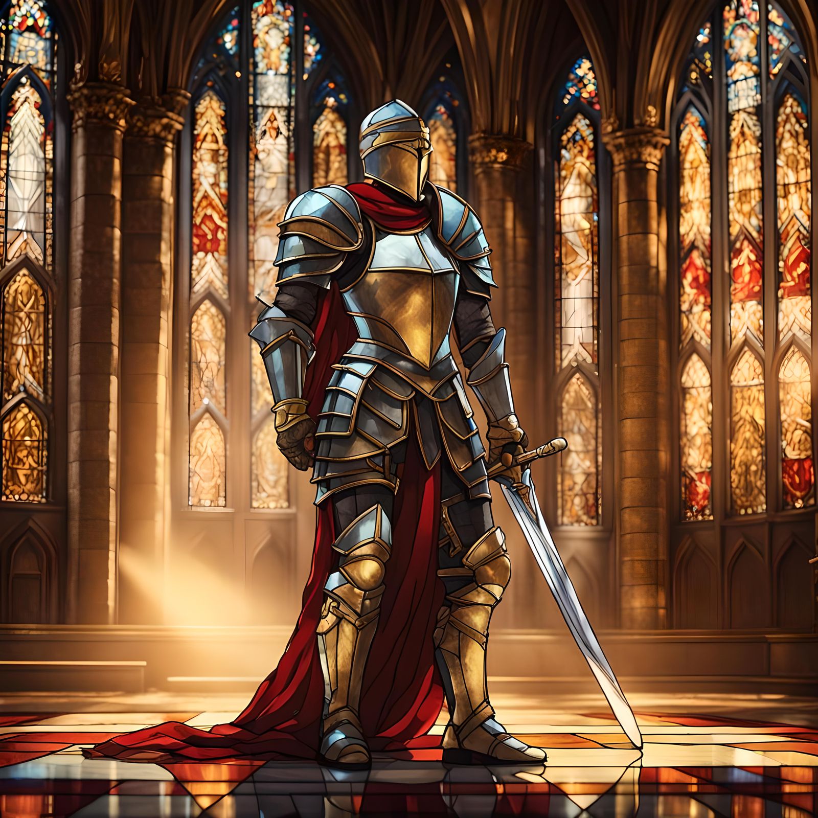 Heroic Knight in Shining Armor Ready for Quest