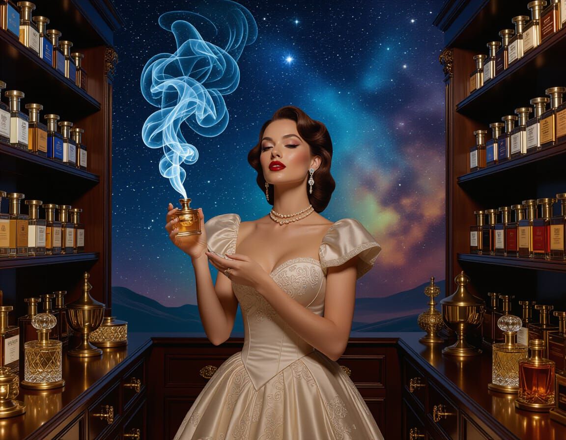 Nebula Perfume: Surreal Beauty in Digital Art Style