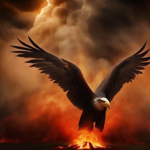 Flaming Eagle Soaring Through Inferno