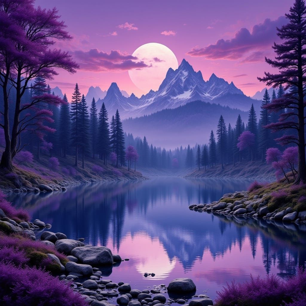 Purple Duck Mountain in Surreal Landscape