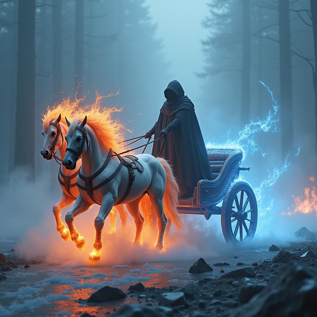 Fire and Ice Horse Chariot in Mystic Realm