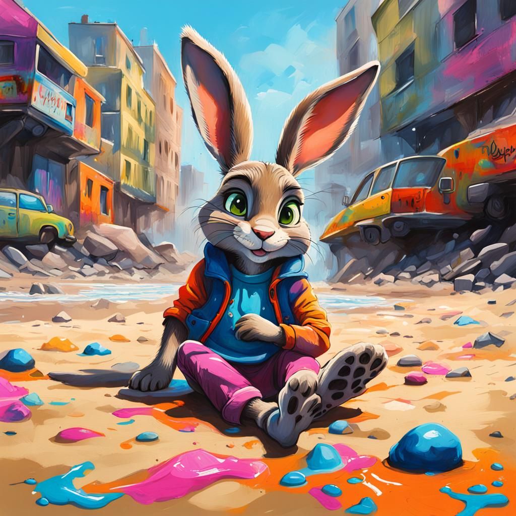 Judy Hopps Sunbathing: Graffiti Street Art