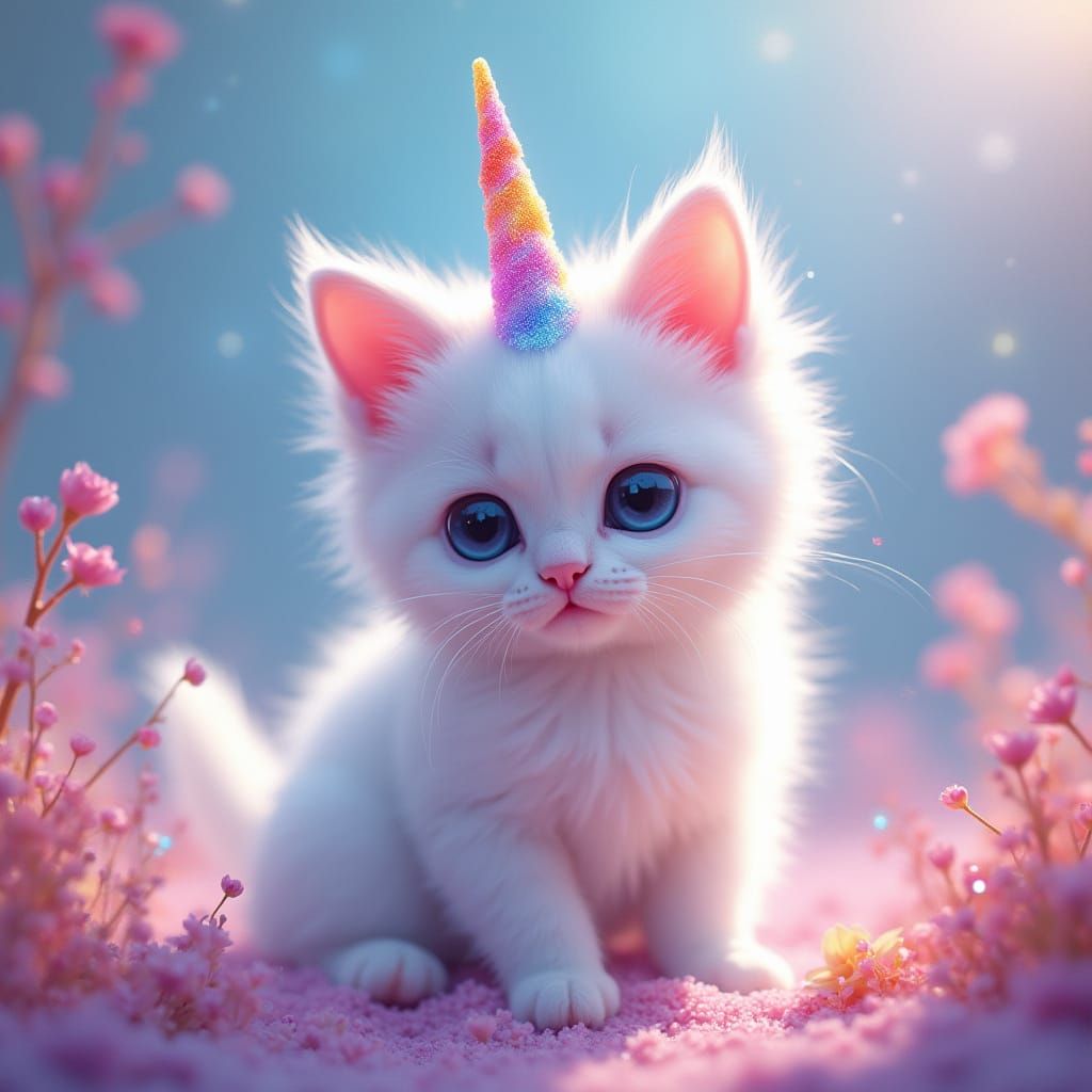 Whimsical Kitten in a Fantastical World