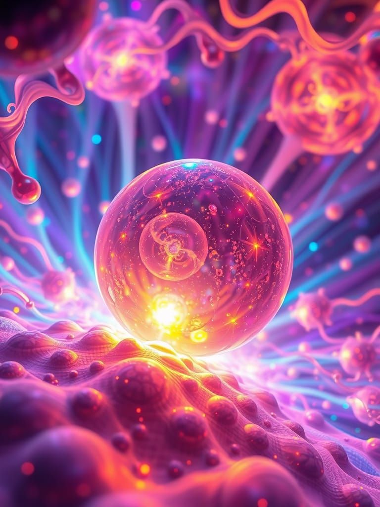 Kaleidoscopic Fractal Spheres in Alcohol-Ink Style