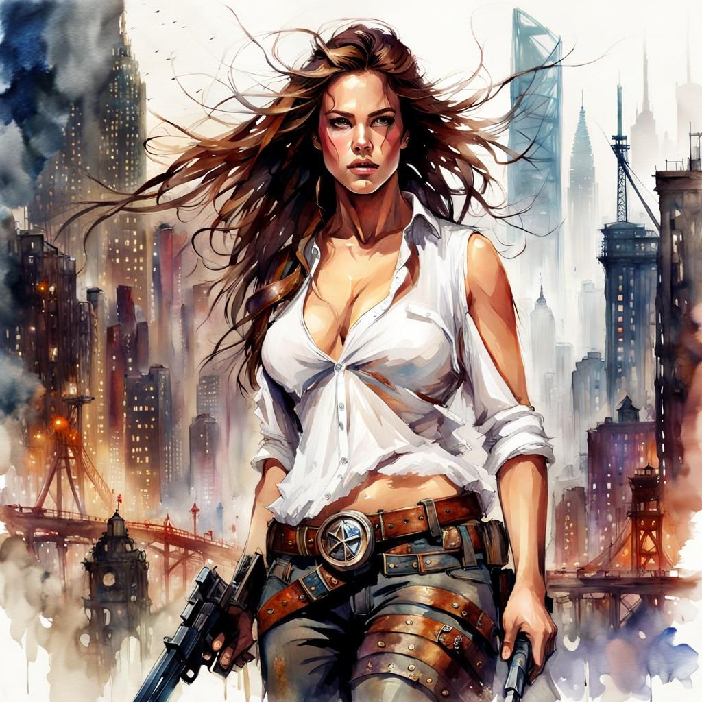 Ashley Graham as Steampunk Sci-Fi Warrior