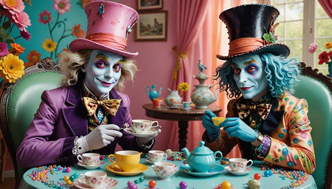 Alice's Whimsical Tea Party in Dr. Seuss Style