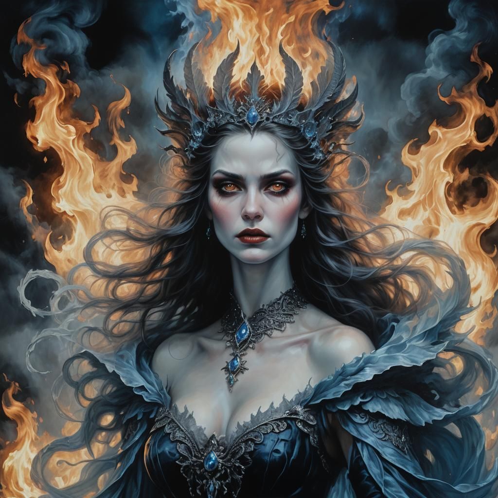 Dark Fantasy Portrait of Lilith in Baroque Style
