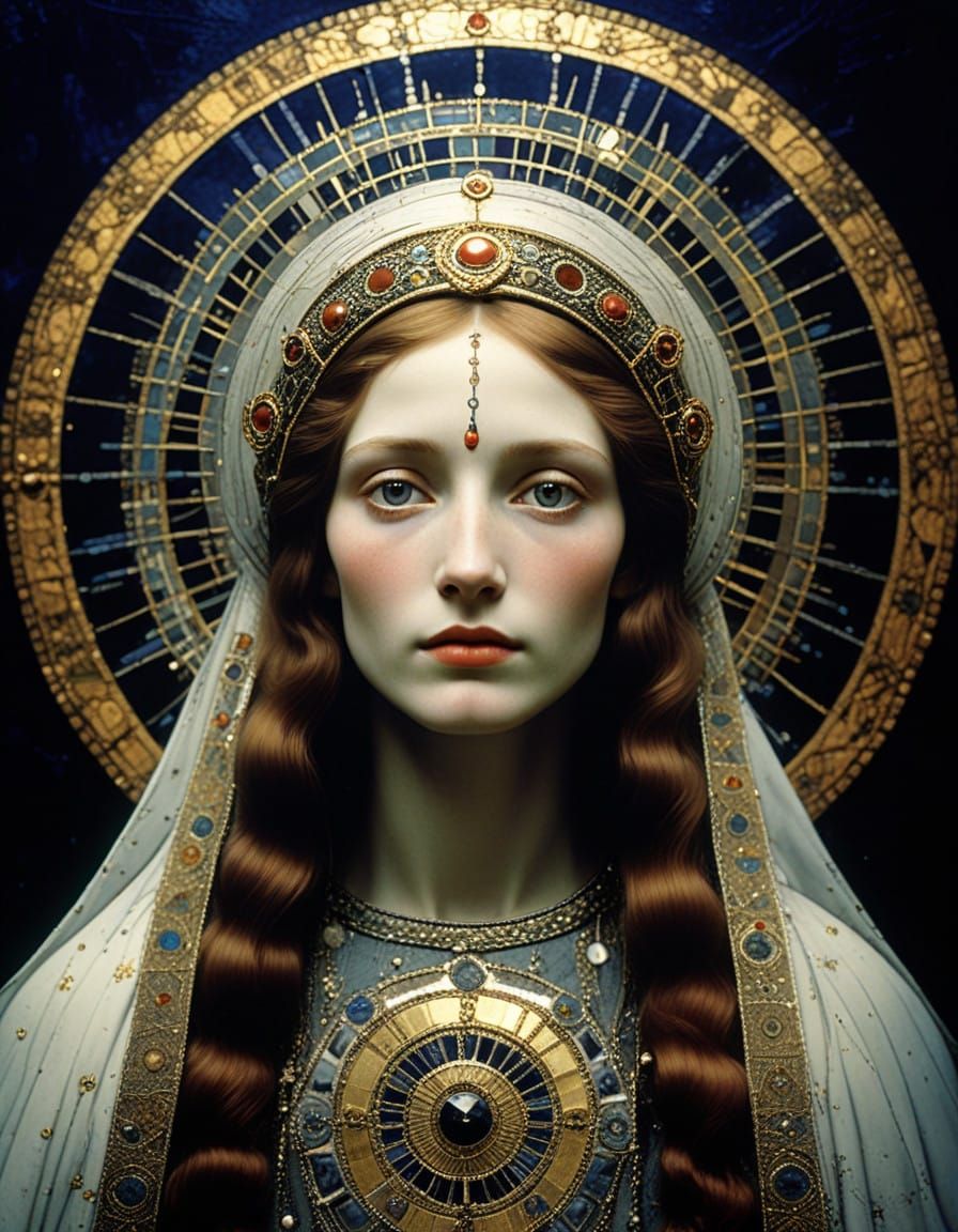 Mary Magdalene in Radiant Geometric Halo