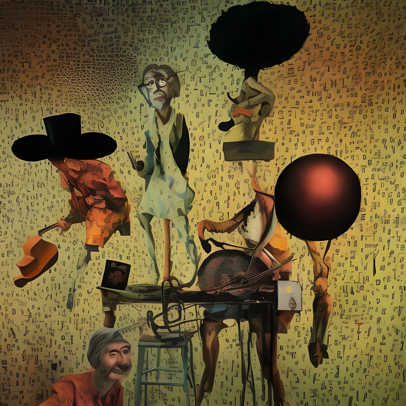 Abstract Folk Singers Art as 3D Render