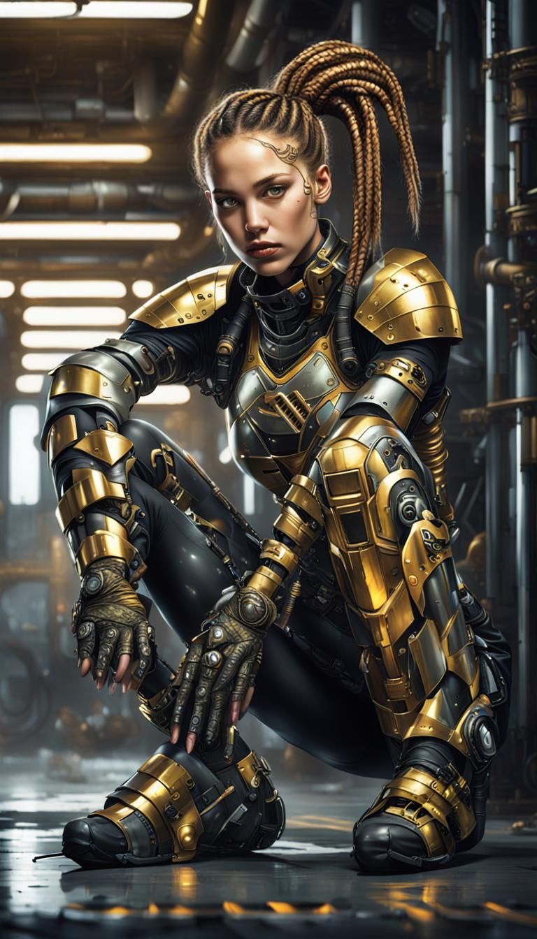 Cyberpunk Woman in Futuristic Armor