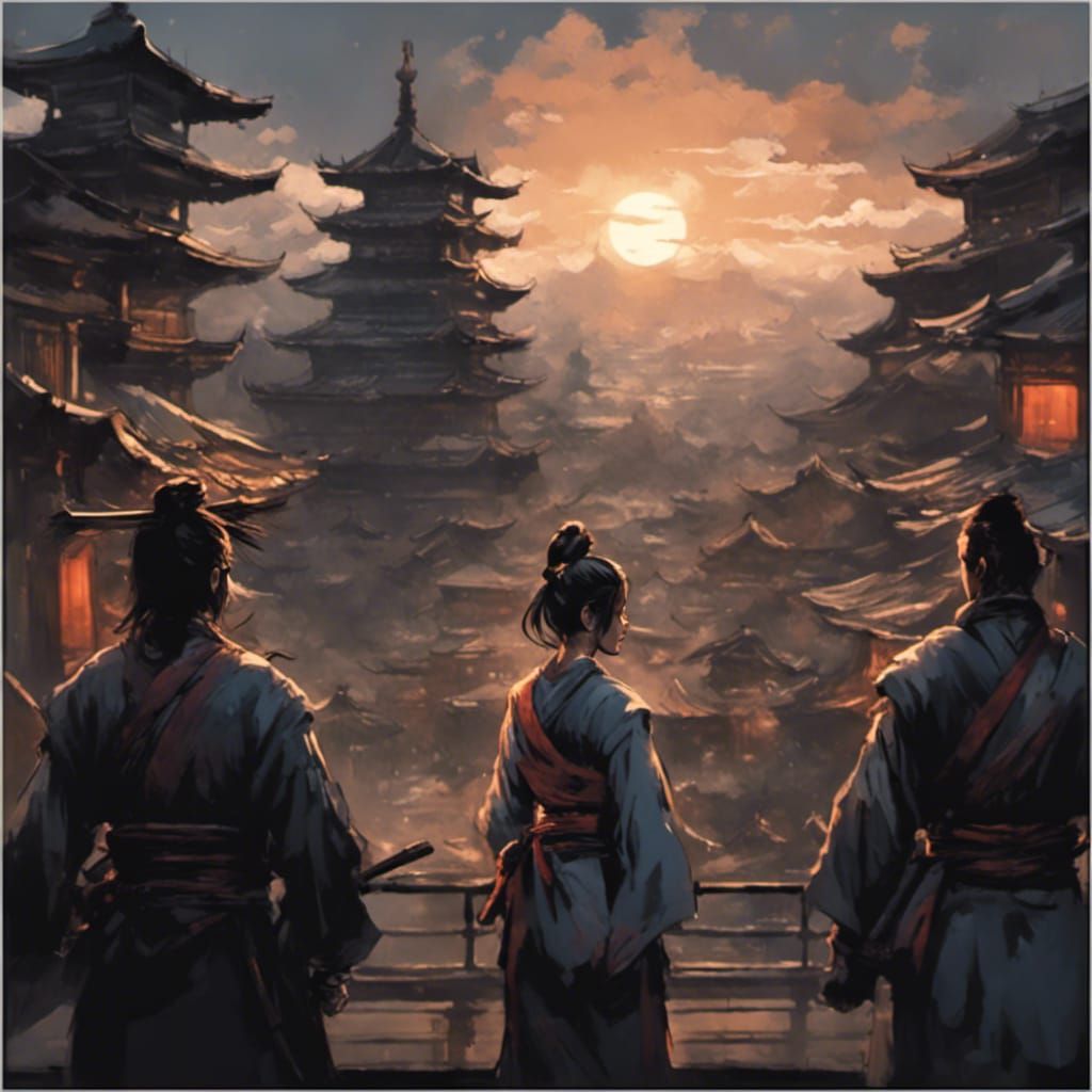 Samurai Conversation in Dark Fantasy Comic Art